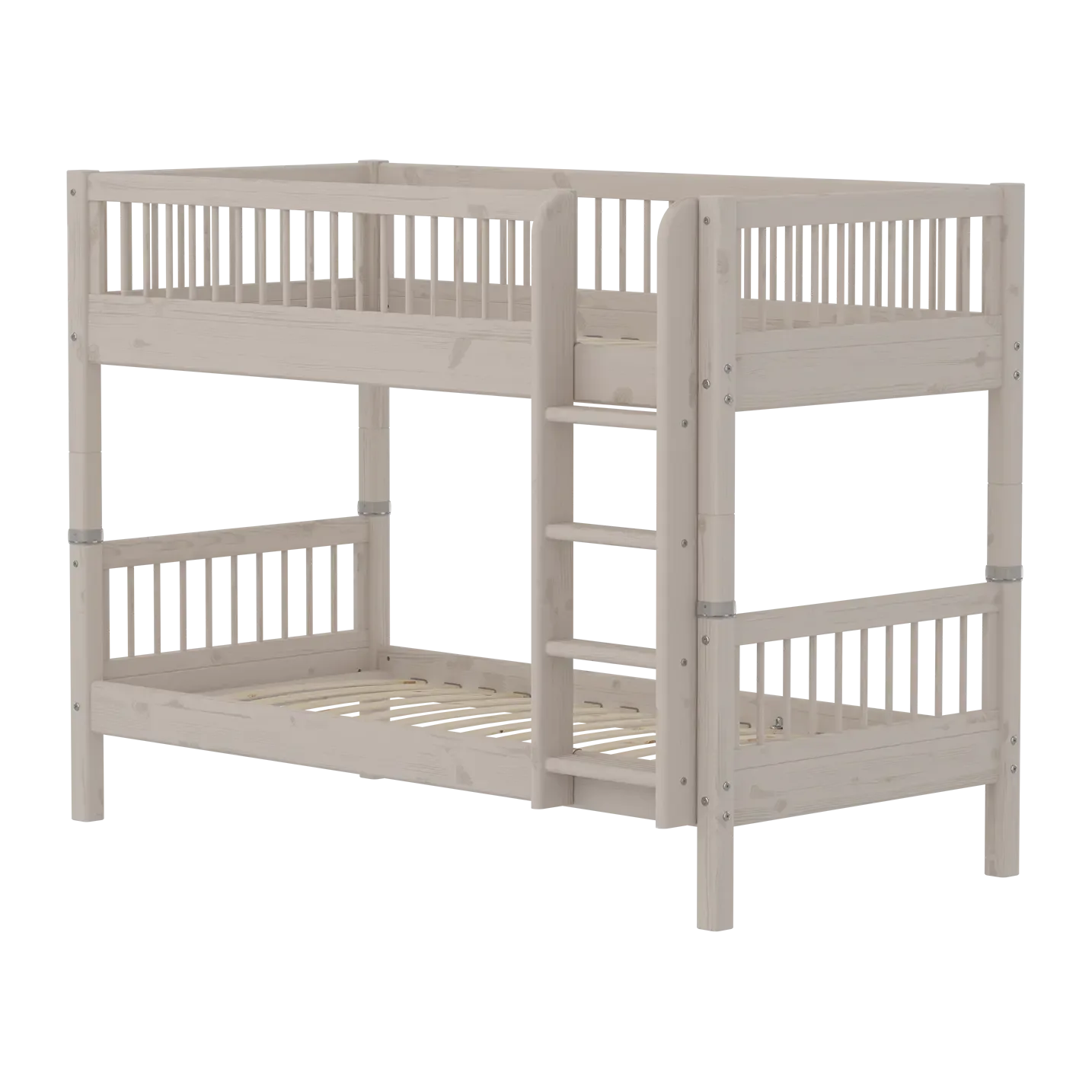 Bunk Bed 154 cm with Ladder and Safety Rail, 90x200 cm, Grey, with Bar Safety Rail