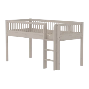 High Bed 120 cm with Safety Rail and Ladder, 90x200 cm, Grey