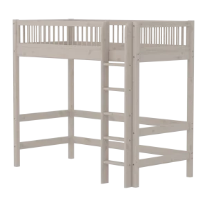 High Bed 184 cm with Ladder and Safety Rail, 90x200 cm, Grey