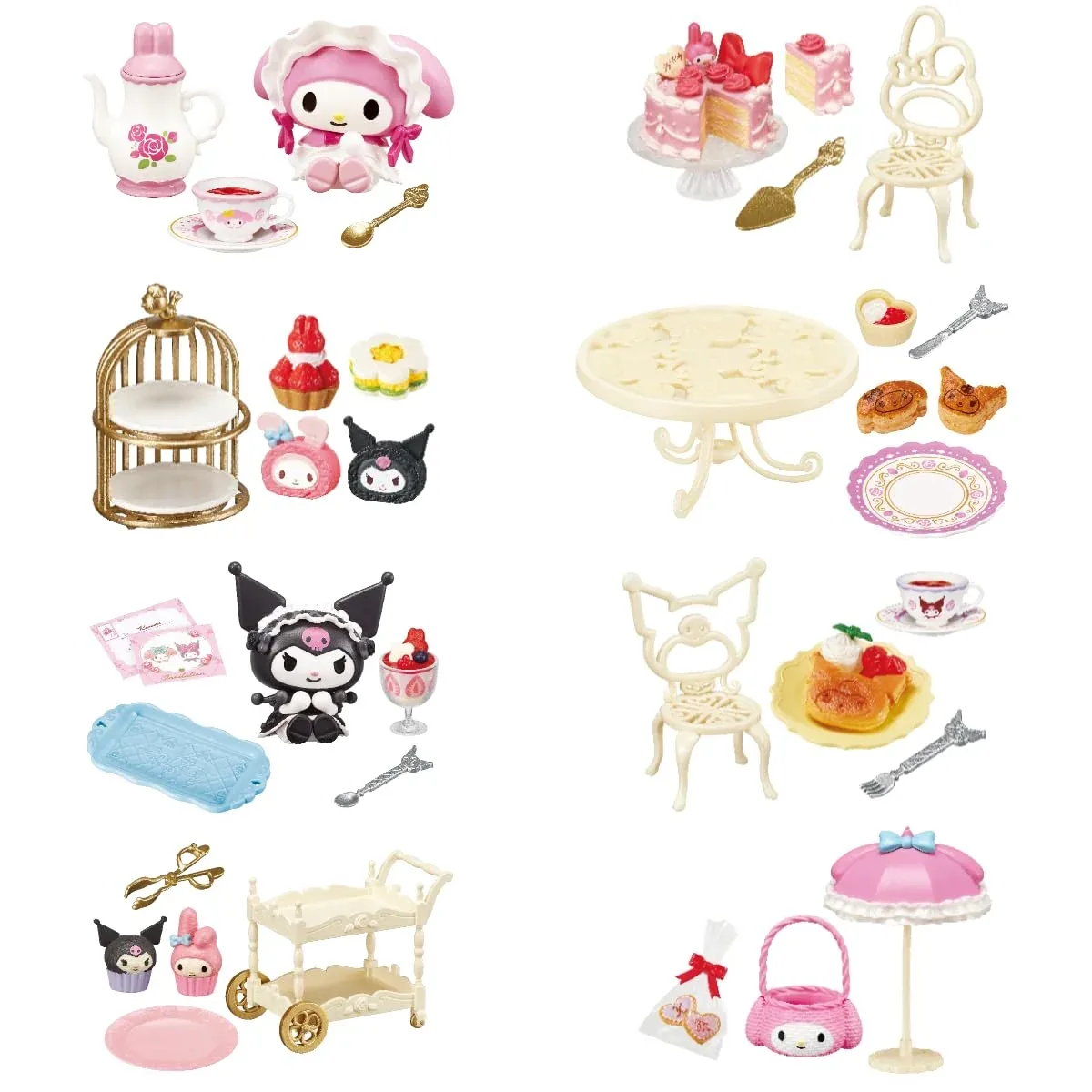 Re-Ment Sanrio My Melody and Kuromi Sweet Tea Party PVC Set H115mm 1 Box