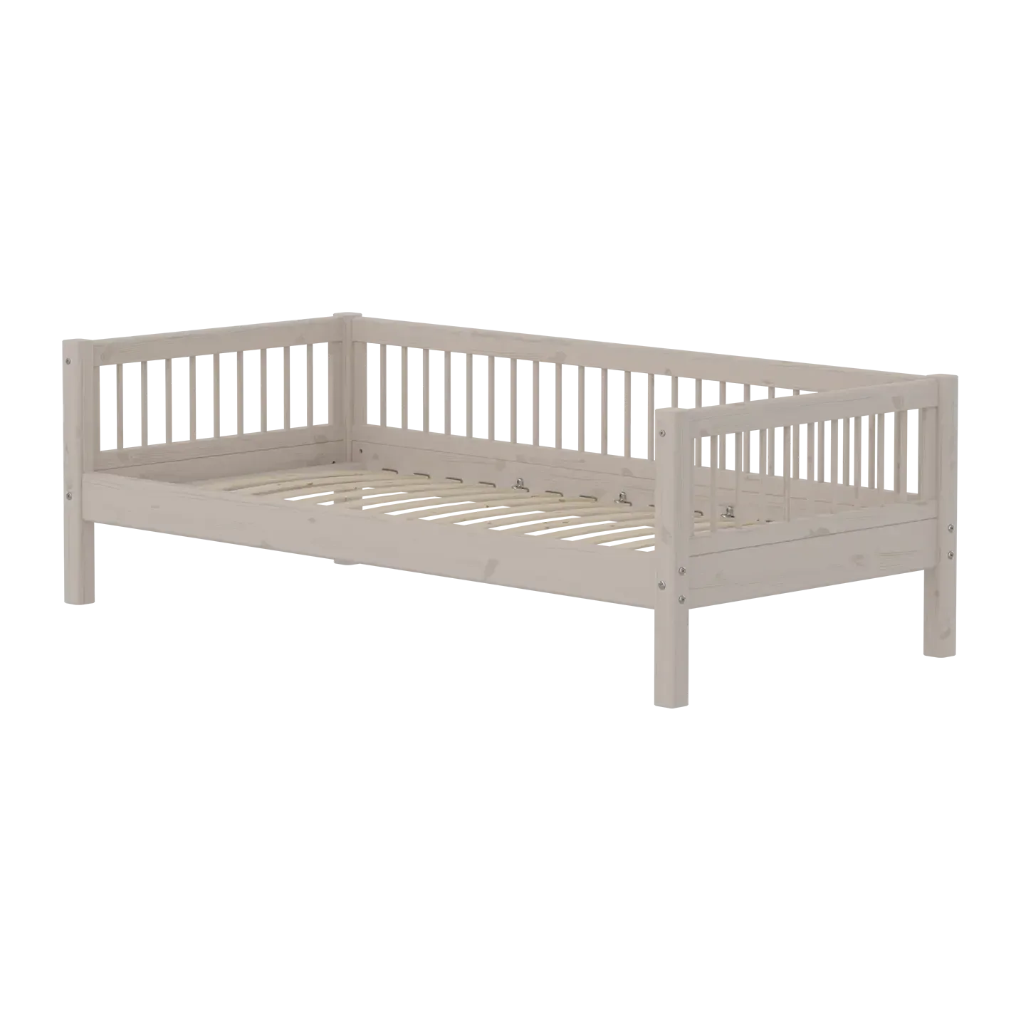 Single Bed, 90x200 cm, Grey, with Bar Safety Rail