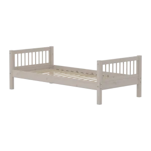 Single Bed, 90x200 cm, Grey, with Slat Set