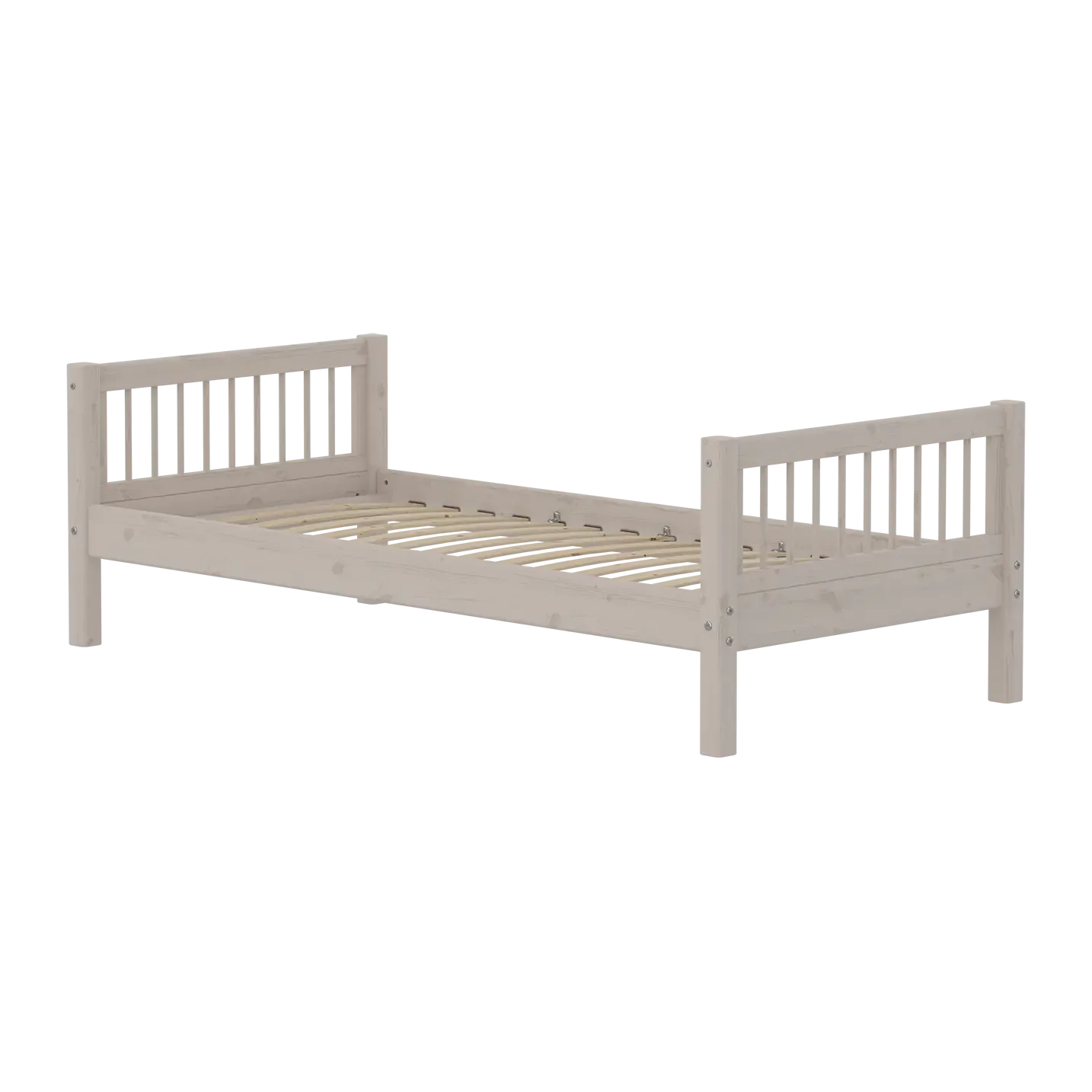 Single Bed, 90x200 cm, Grey, with Slat Set