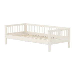 Single Bed, 90x200 cm, White, with Bar Safety Rail