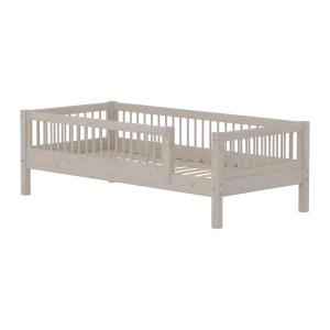 Single Bed with Safety Rail, 90x200 cm, Grey, with Bar Safety Rail