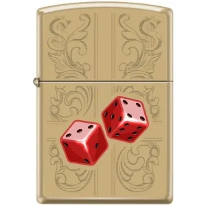 Zippo Lighter - Dazzling Dice In Red High Polish Brass