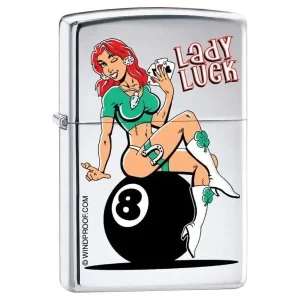 Zippo Lighter - Lady Luck High Polish Chrome