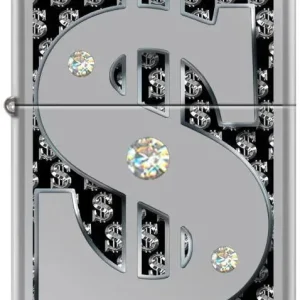 Zippo Lighter - Money w/ Swarovski Crystals High Polish Chrome