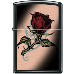 Zippo Lighter - Rose Tattoo Black Matte