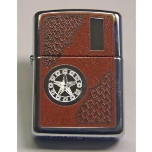 Zippo Lighter - Western Star with Engraving Panel High Polish Chrome